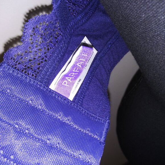 Parfait Navy Blue Wire Free Lace Stretch Bralette 38DD P5641 New/Tags - Picture 9 of 11